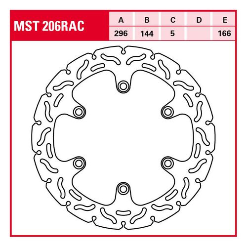 Motorcycle Brake Discs TRW Lucas brake disc RAC rigid MST206RAC 296/144/166/5mm Grey