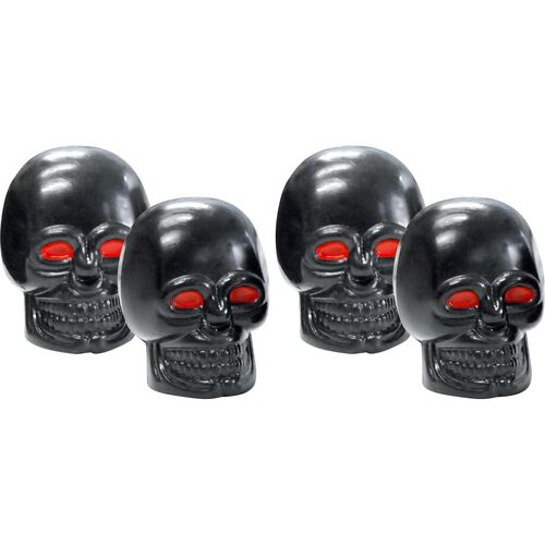 Tire valve caps Skull black with red eyes 4-pack FOLIATEC Tire valve caps Skull black with red eyes 4-pack